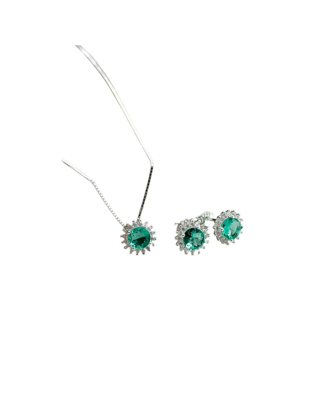 Conjunto Imperial Verde Prata 925