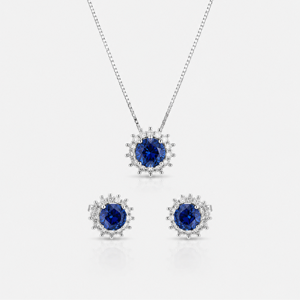 Conjunto Imperial Azul Prata 925
