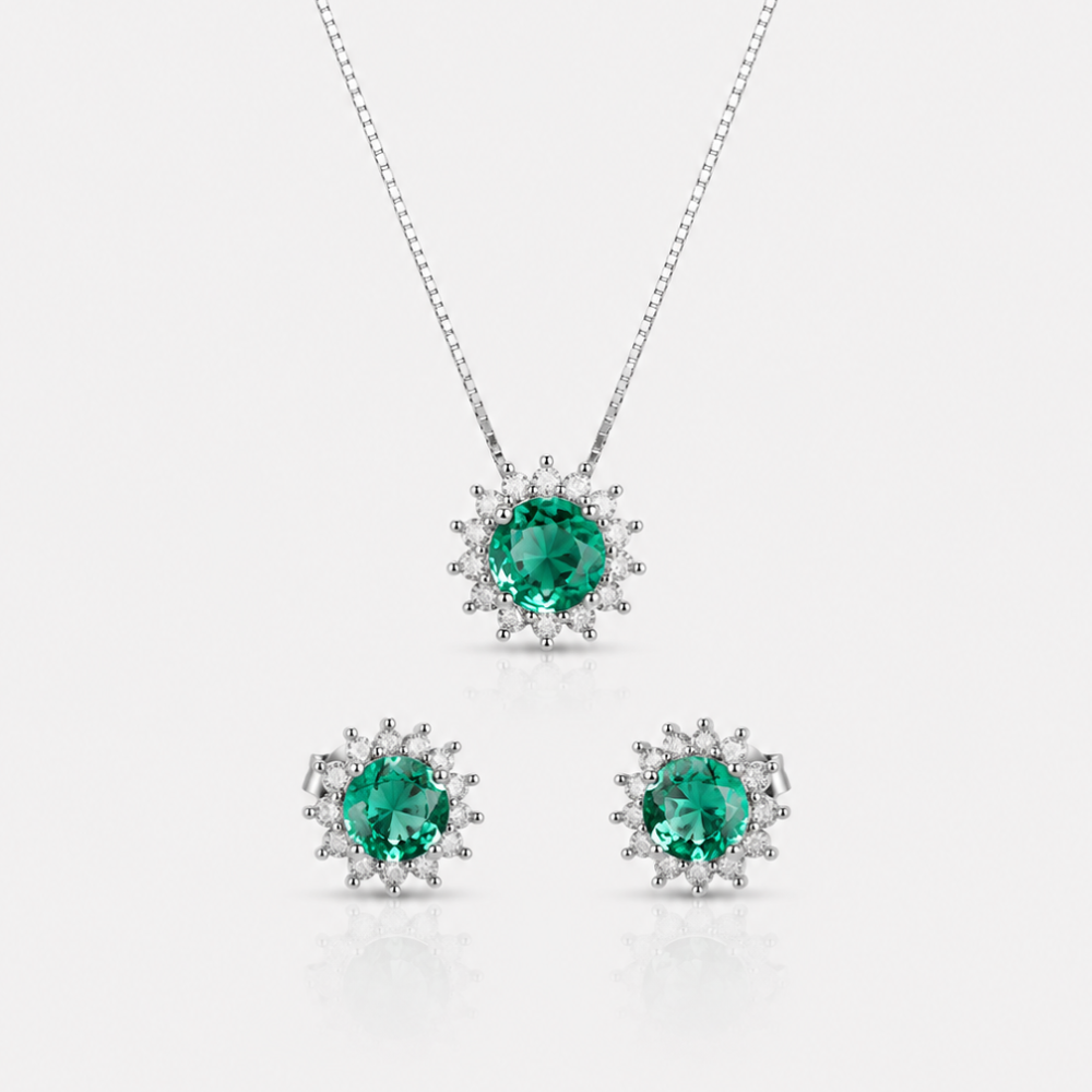 Conjunto Imperial Verde Prata 925